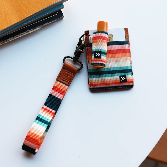 Striped Thread wallet, lip balm holder and lanyard